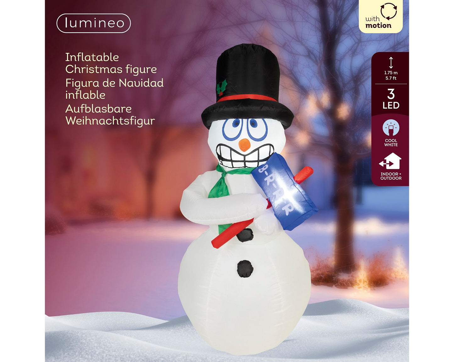 Aufblasbare Weihnachtsfigur Schneemann, 70 x 80 x 175 cm