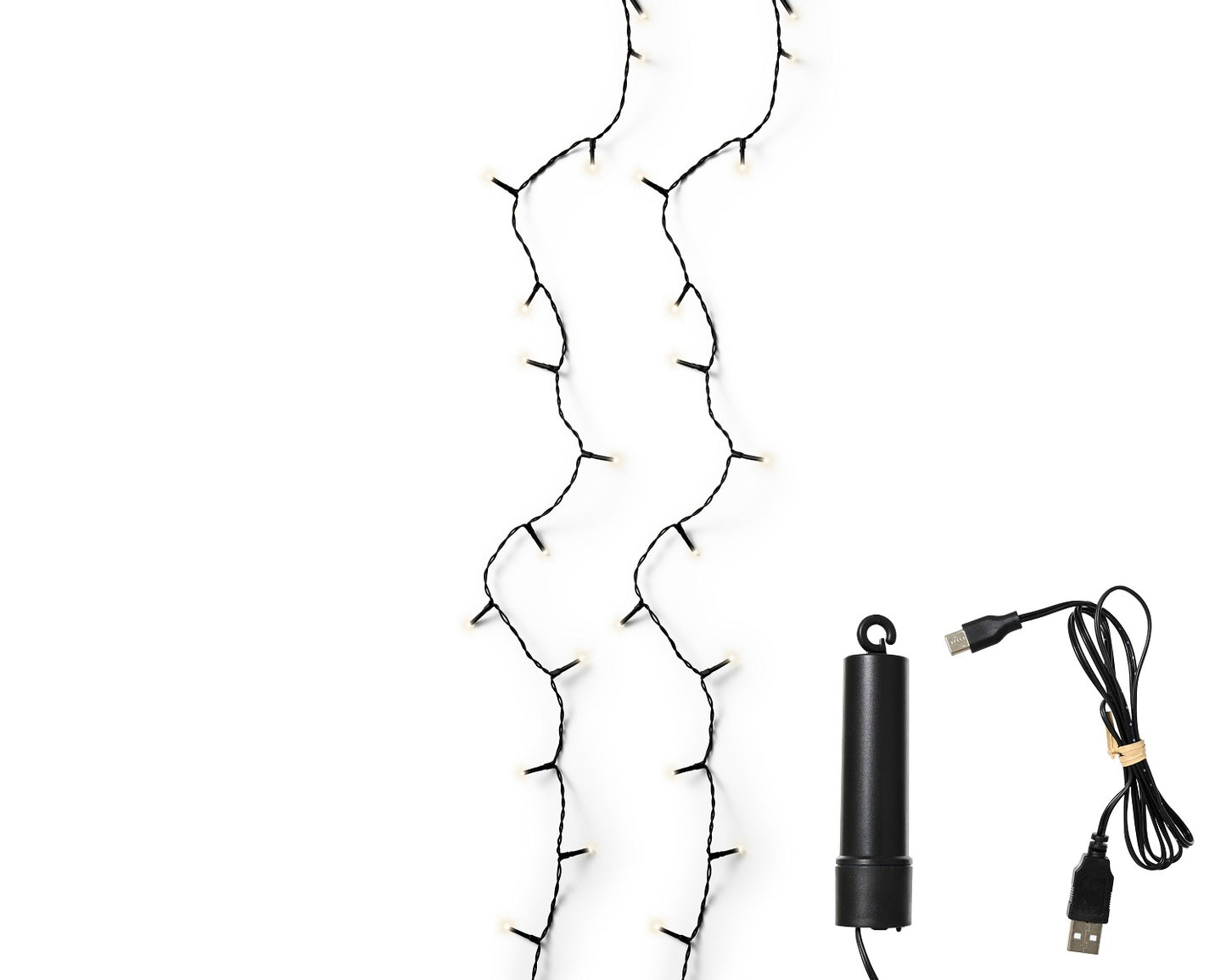 USB Lichterkette BASIC Twinkle, 100 LED 7,4 m, warm weiß, wiederaufladbar