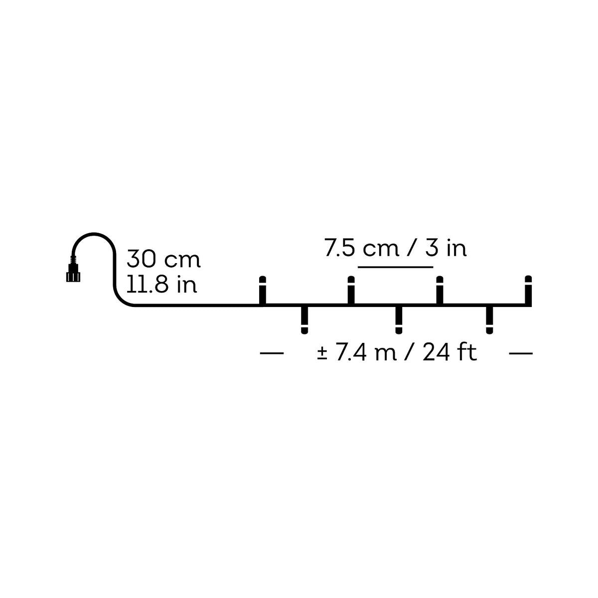 USB Lichterkette BASIC Twinkle, 100 LED 7,4 m, klassisch warm, wiederaufladbar