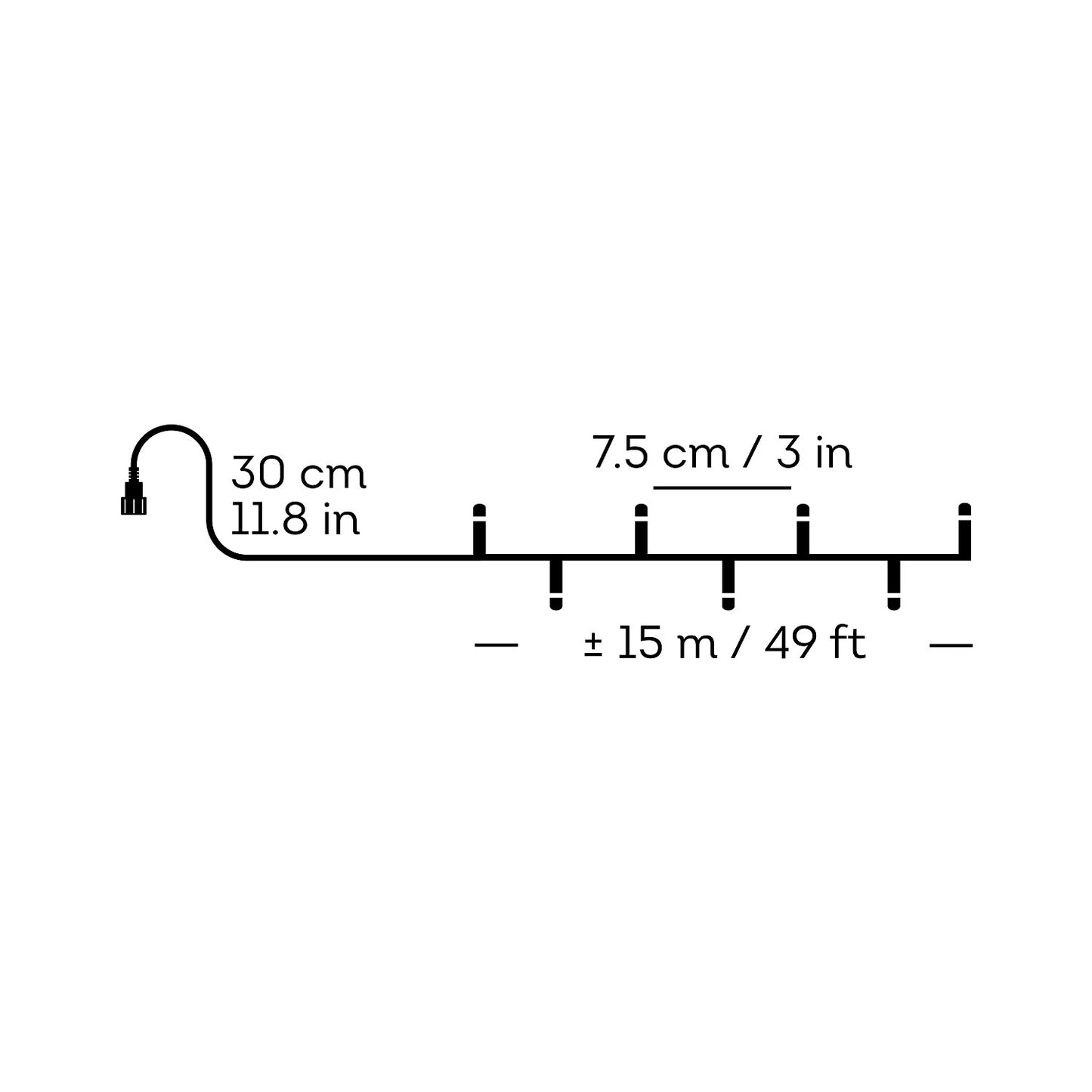 USB Lichterkette BASIC Twinkle, 200 LED 15 m, warm weiß, wiederaufladbar