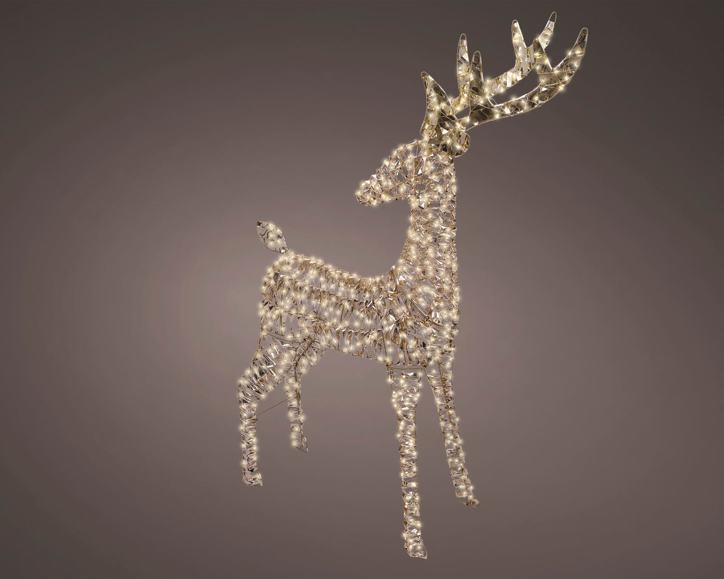 LED Rentier 960 LED 65 x 130 cm Gold, warm weiß, mit Flash-Effekt