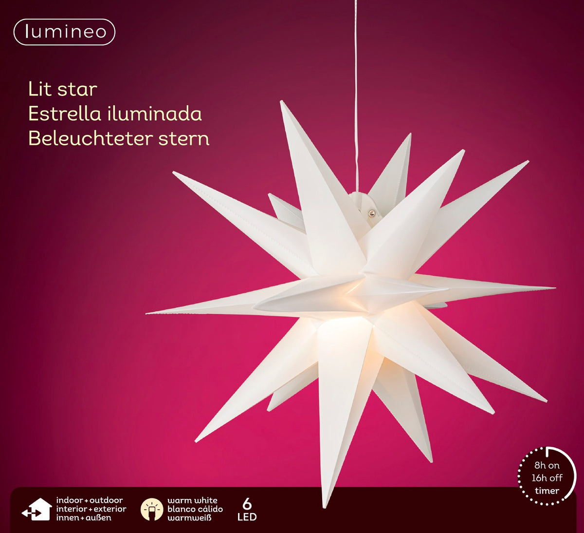 B-Ware LED Leucht-Stern 40x40 cm, warm weiß, zum Aufhängen