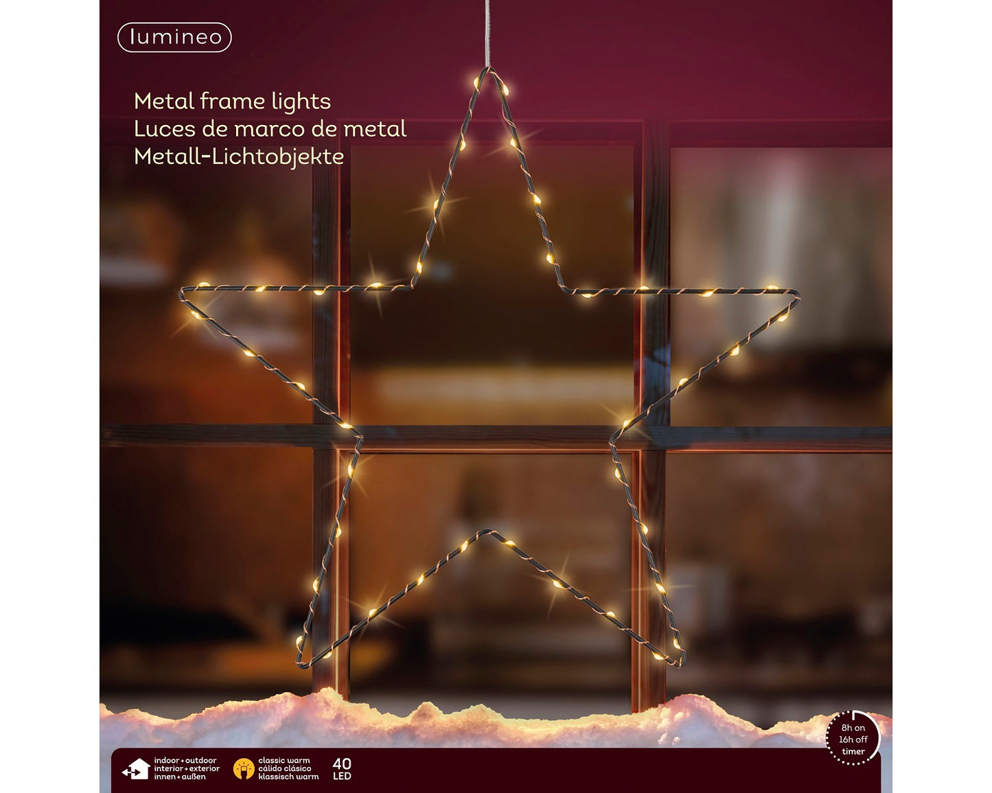 LED Metall-Stern 40 LED 38 cm klassisch warm