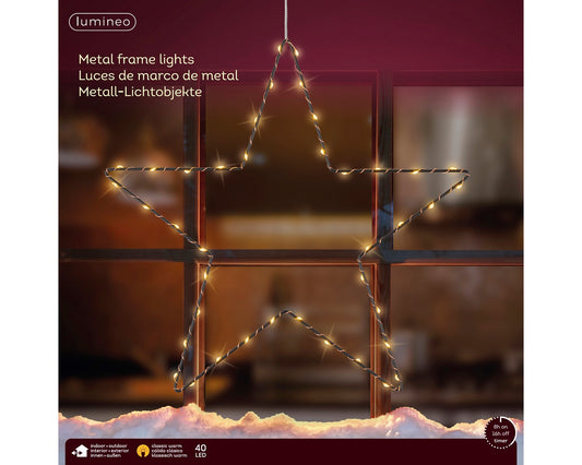 LED Metall-Stern 40 LED 38 cm klassisch warm
