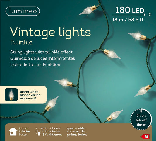 B-Ware Lichterkette Vintage Lights Twinkle 180 LED 18 m warm weiß