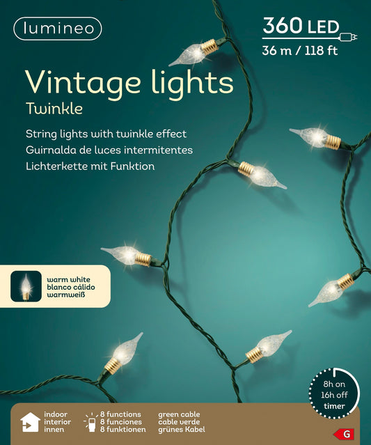Lichterkette Vintage Lights Twinkle 360 LED 35,9 m warm weiß