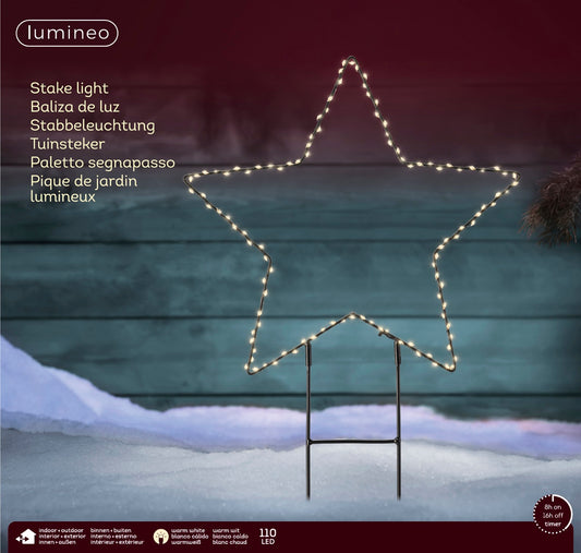 LED Metall-Stern Gartenstecker 110 LED D: 38 cm, warm weiß