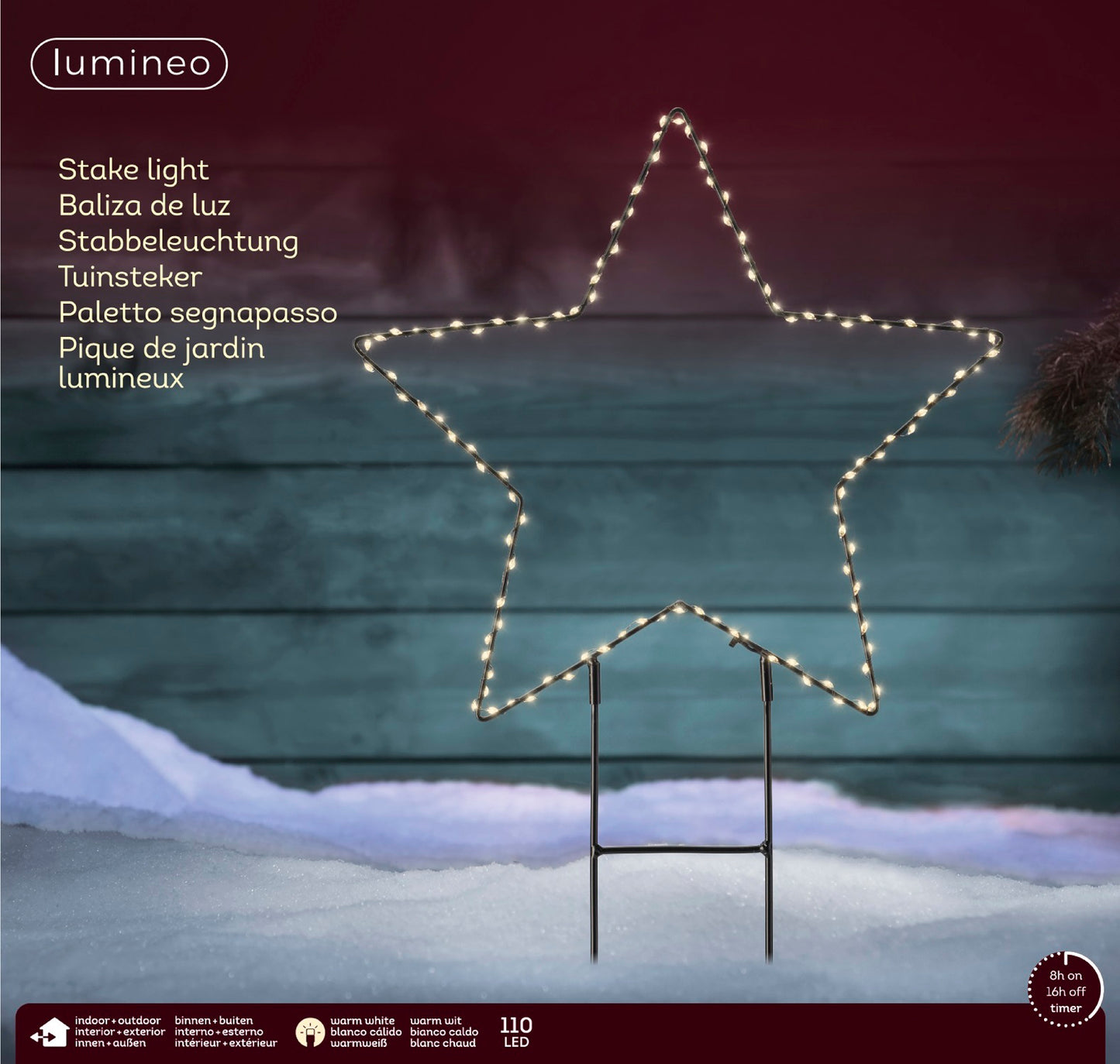LED Metall-Stern Gartenstecker 110 LED D: 38 cm, warm weiß