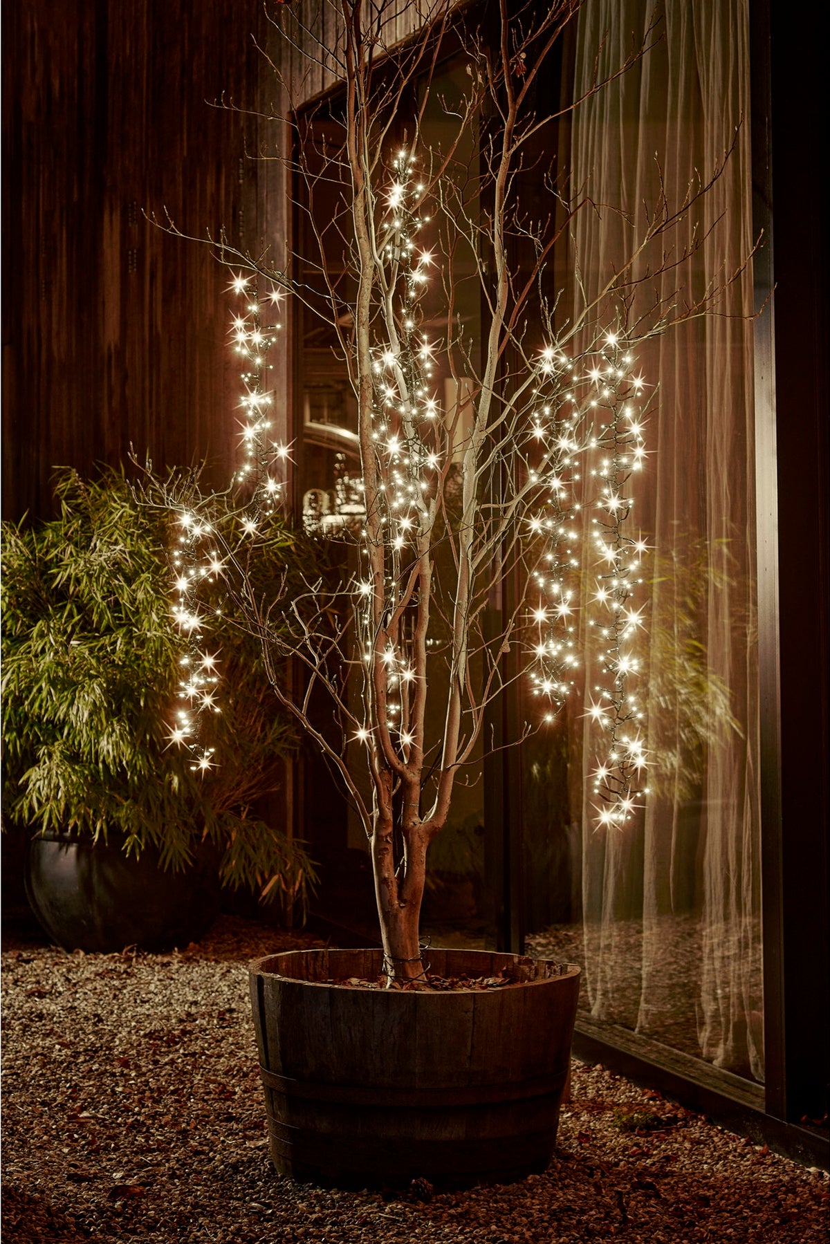 B-Ware Baum Kaskadenbeleuchtung, Cluster Twinkle 480 LED 6 LED-Stränge, warm weiß