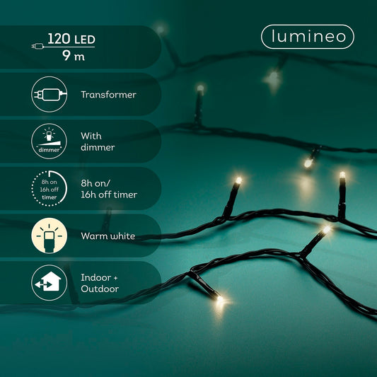 Lichterkette BASIC 120 LED 9 m warm weiß, schwarzes Kabel