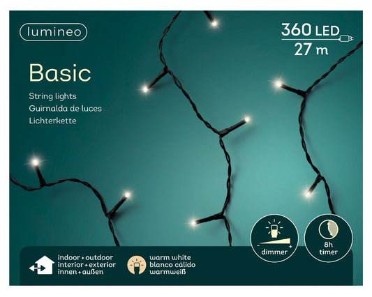 Lichterkette Basic 360 LED 2 7m warm weiß, schwarzes Kabel
