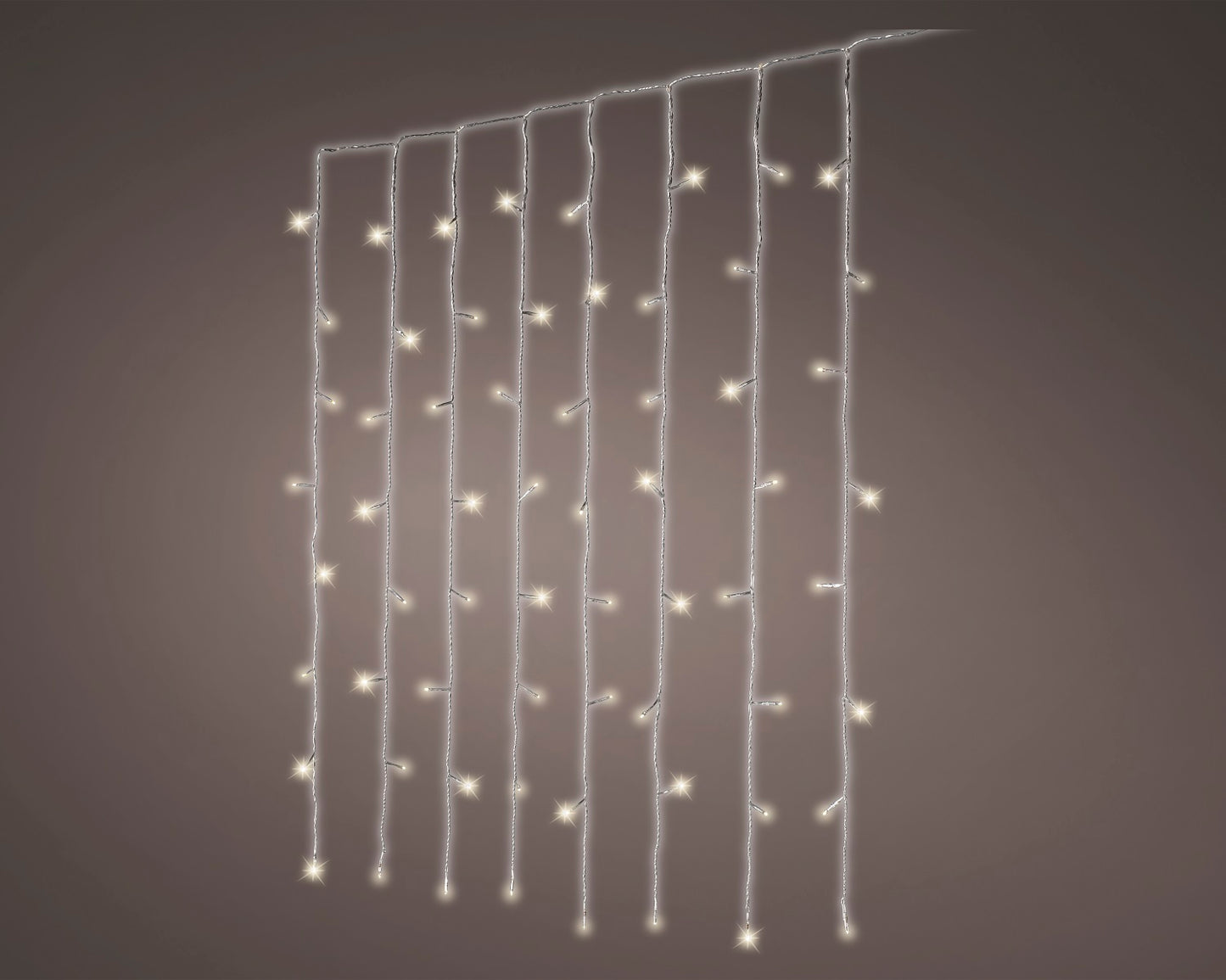 Lichtervorhang CURTAIN LIGHTS 800 LED 3,9 x 2 m warm weiß, transparentes Kabel