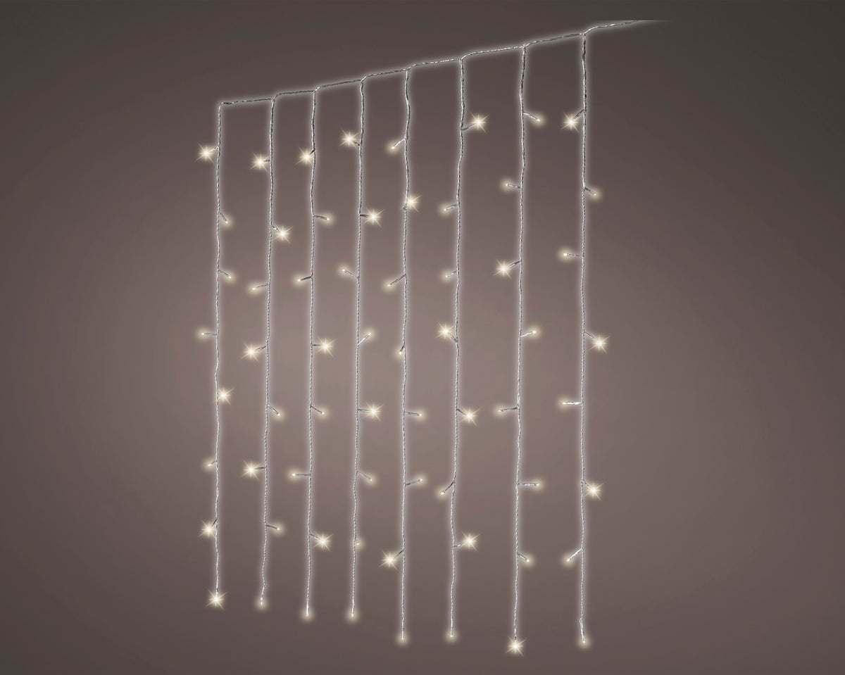 B-Ware Lichtervorhang CURTAIN LIGHTS 800 LED 3,9 x 2 m warm weiß, transparentes Kabel