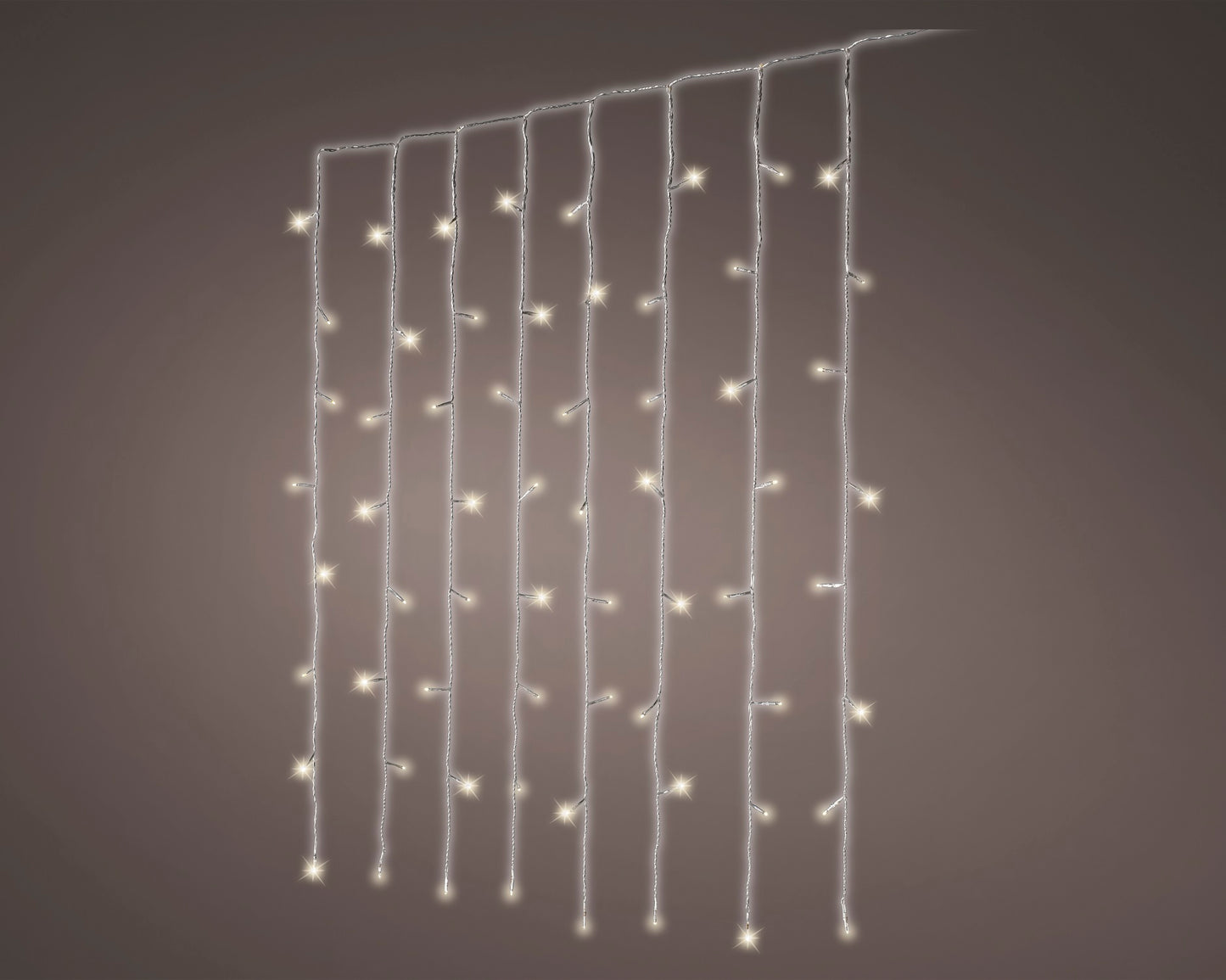 Lichtervorhang CURTAIN LIGHTS 240 LED 2x2m warm weiß, transparentes Kabel