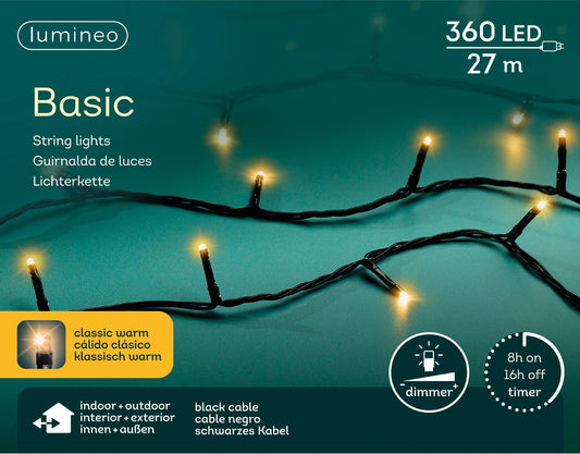 Lichterkette BASIC 360 LED 27 m klassisch warm, schwarzes Kabel