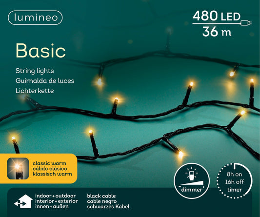 Lichterkette BASIC 480 LED 36 m klassisch warm, schwarzes Kabel