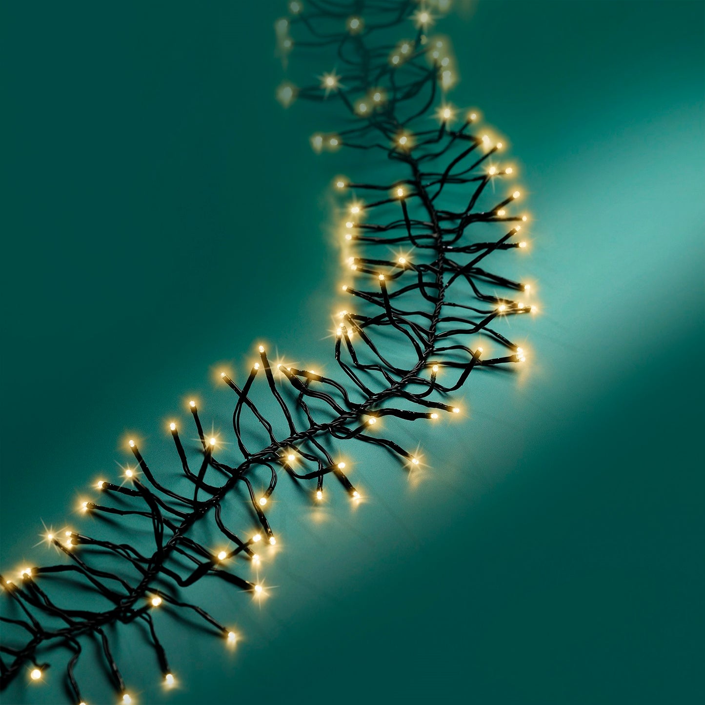 Lichterkette CLUSTER 288 LED 2,6 m Soft Gold, schwarzes Kabel