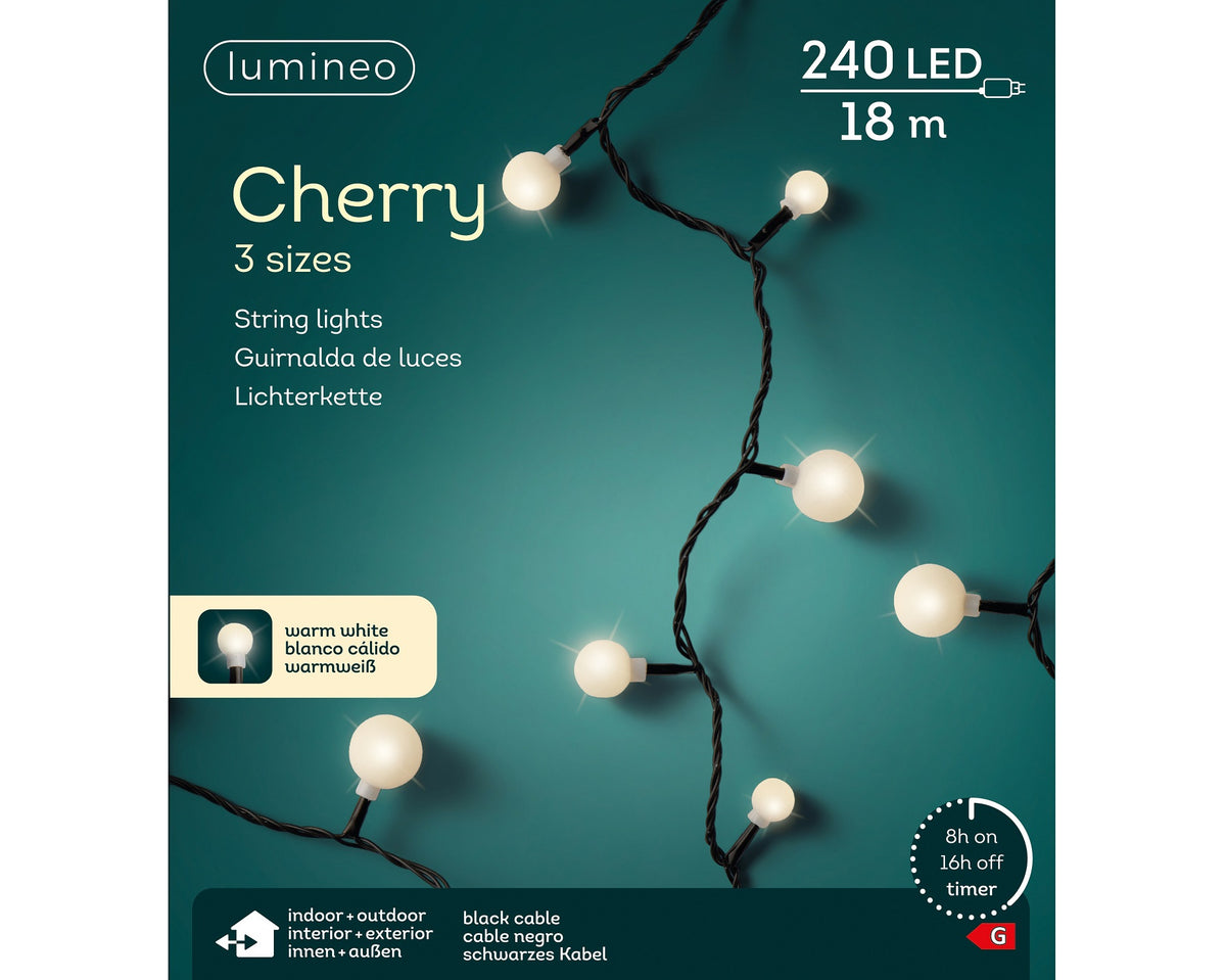 B-Ware Lichterkette CHERRY 240 LED 18 m warm weiß, schwarzes Kabel