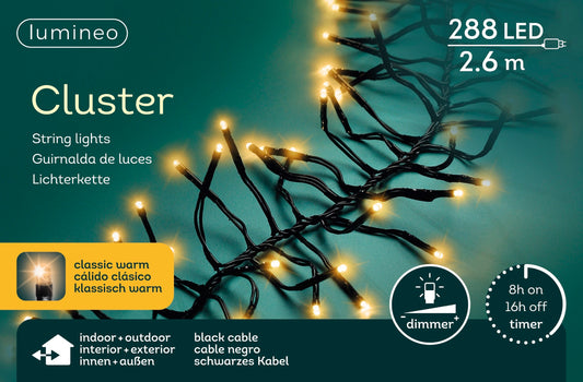 B-Ware Lichterkette CLUSTER 288 LED 2,6 m klassisch warm, schwarzes Kabel