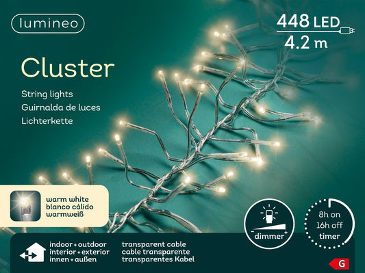 B-Ware Lichterkette Cluster 448 LED 4,2 m warm weiß, transparentes Kabel
