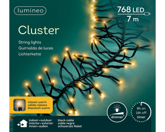 Lichterkette CLUSTER 768 LED 7 m klassisch warm, schwarzes Kabel