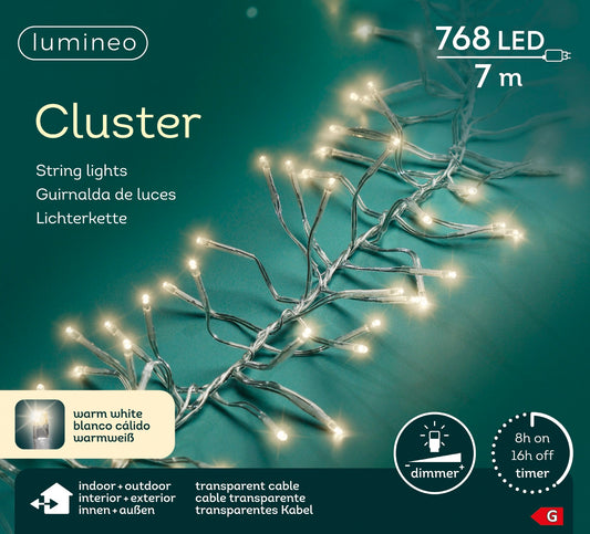 B-Ware Lichterkette CLUSTER 768 LED 7 m warm weiß, transparentes Kabel