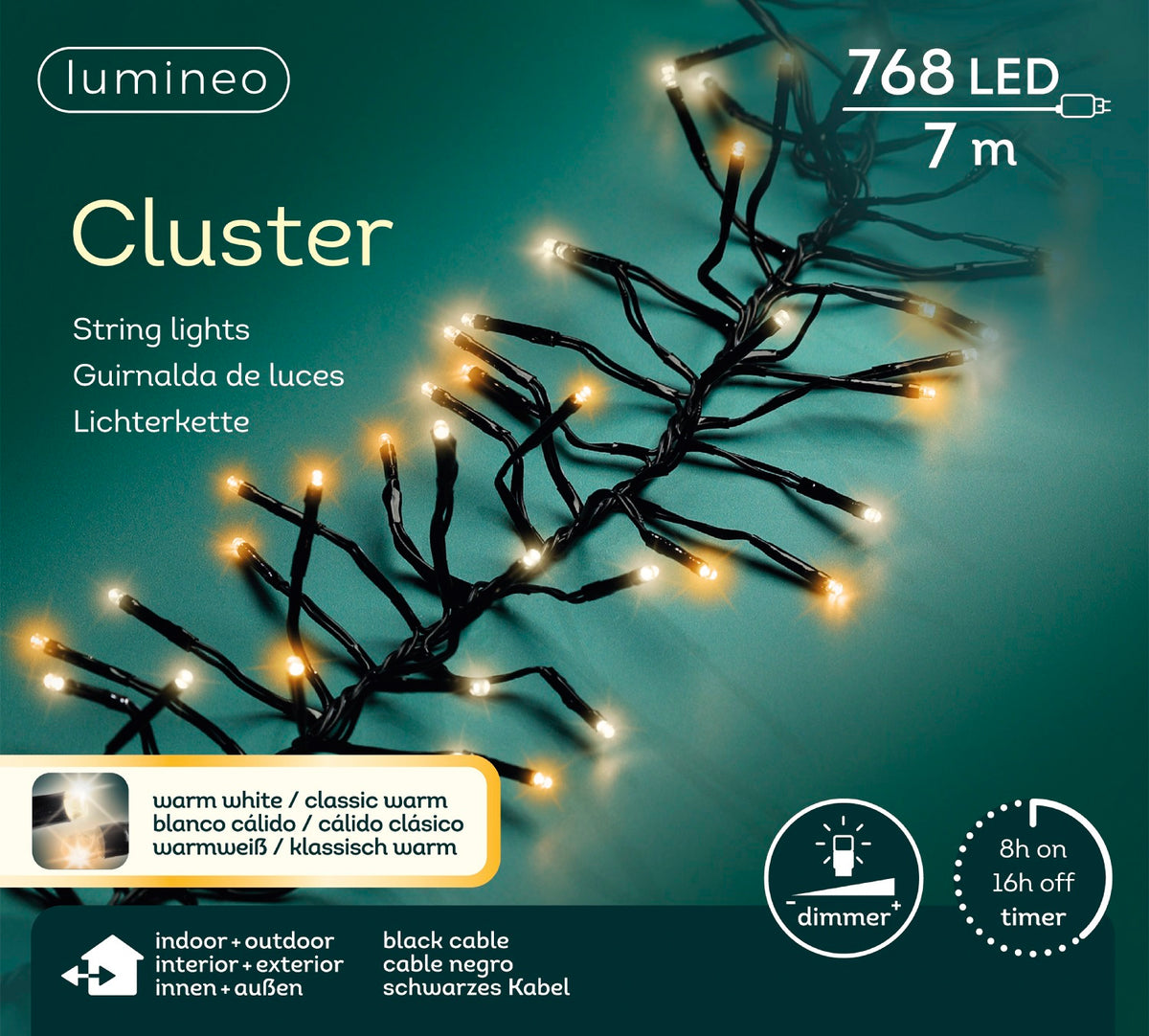 B-Ware Lichterkette CLUSTER 768 LED 7 m, 2-farbig: warm weiß + klassisch warm