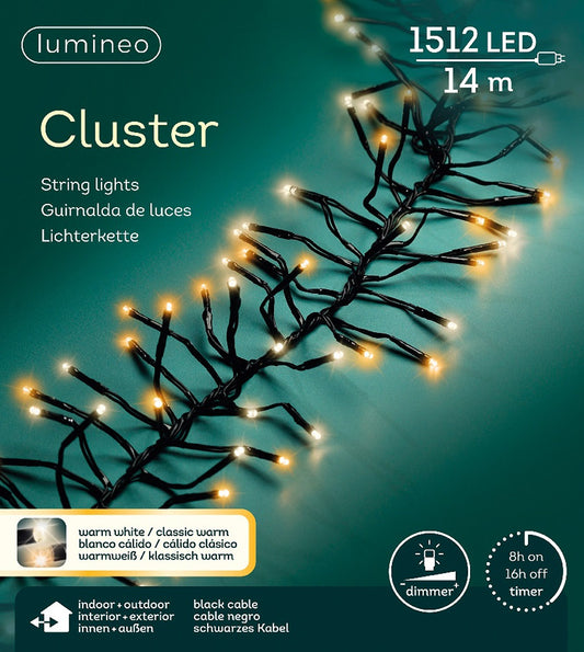 Lichterkette CLUSTER 1512 LED 14 m, 2-farbig: warm weiß + klassisch warm