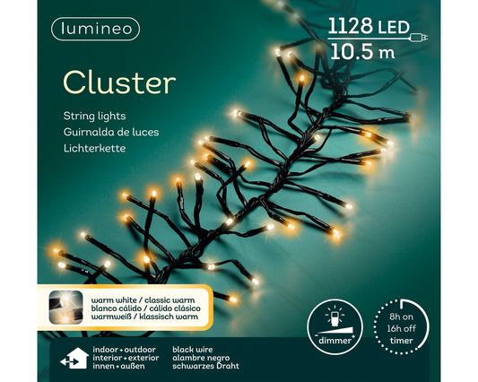 Lichterkette CLUSTER 1128 LED 10,5 m, 2-farbig: warm weiß + klassisch warm