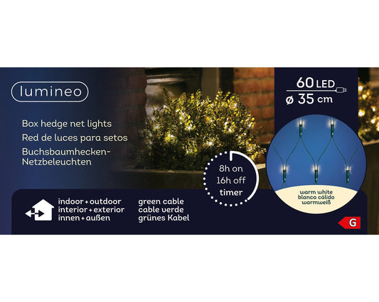 Buchsbaumbeleuchtung 60 LED D: 35 cm, warm weiß, grünes Kabel