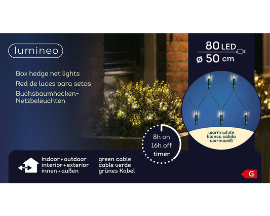 Buchsbaumbeleuchtung 80 LED D: 50 cm, warm weiß, grünes Kabel