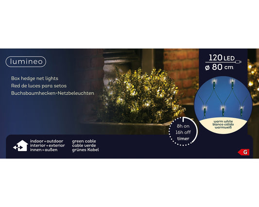 Buchsbaumbeleuchtung 120 LED D: 80 cm, warm weiß, grünes Kabel