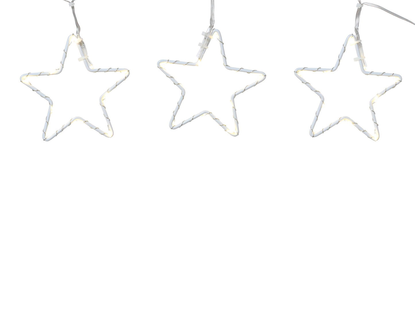 Stern-Lichterkette 150 LED 2,8 m warm weiß, transparentes Kabel
