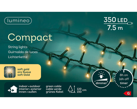 Lichterkette COMPACT 350 LED 7,5 m, Soft Gold, grünes Kabel