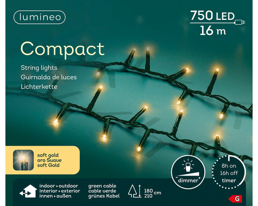 Lichterkette COMPACT 750 LED 16 m, Soft Gold, grünes Kabel