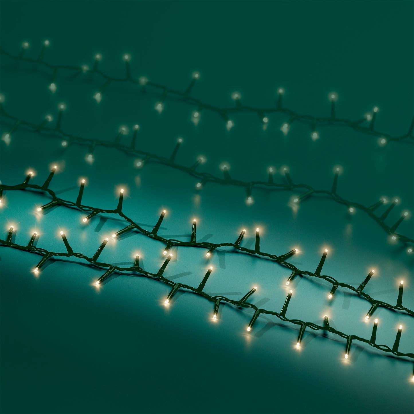 Lichterkette COMPACT 350 LED 7,5 m, warm weiß, grünes Kabel