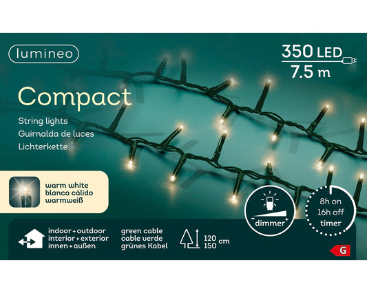 Lichterkette COMPACT 350 LED 7,5 m, warm weiß, grünes Kabel