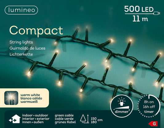 Lichterkette COMPACT 500 LED 11 m warm weiß, grünes Kabel