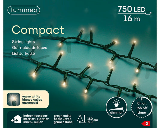 Lichterkette COMPACT 750 LED 16 m warm weiß, grünes Kabel