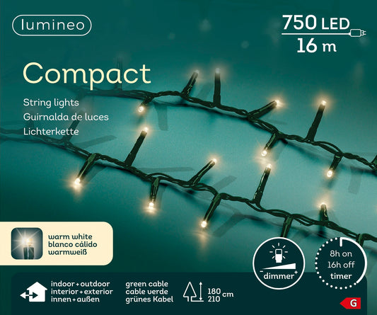 Lichterkette COMPACT 750 LED 16 m warm weiß, grünes Kabel