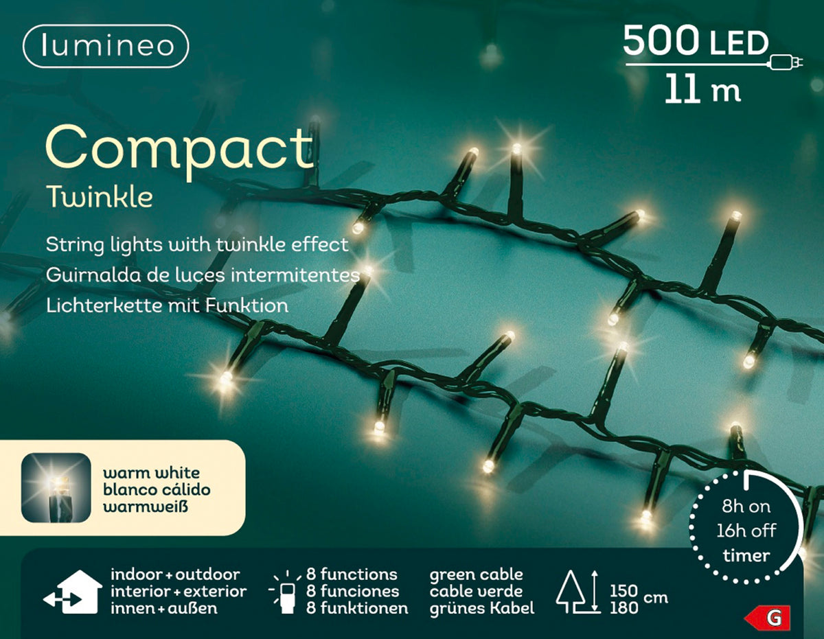 B-Ware Lichterkette COMPACT TWINKLE 500 LED 11 m warm weiß, grünes Kabel
