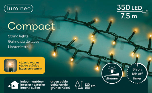 Lichterkette COMPACT 350 LED 7,5 m klassisch warm, grünes Kabel