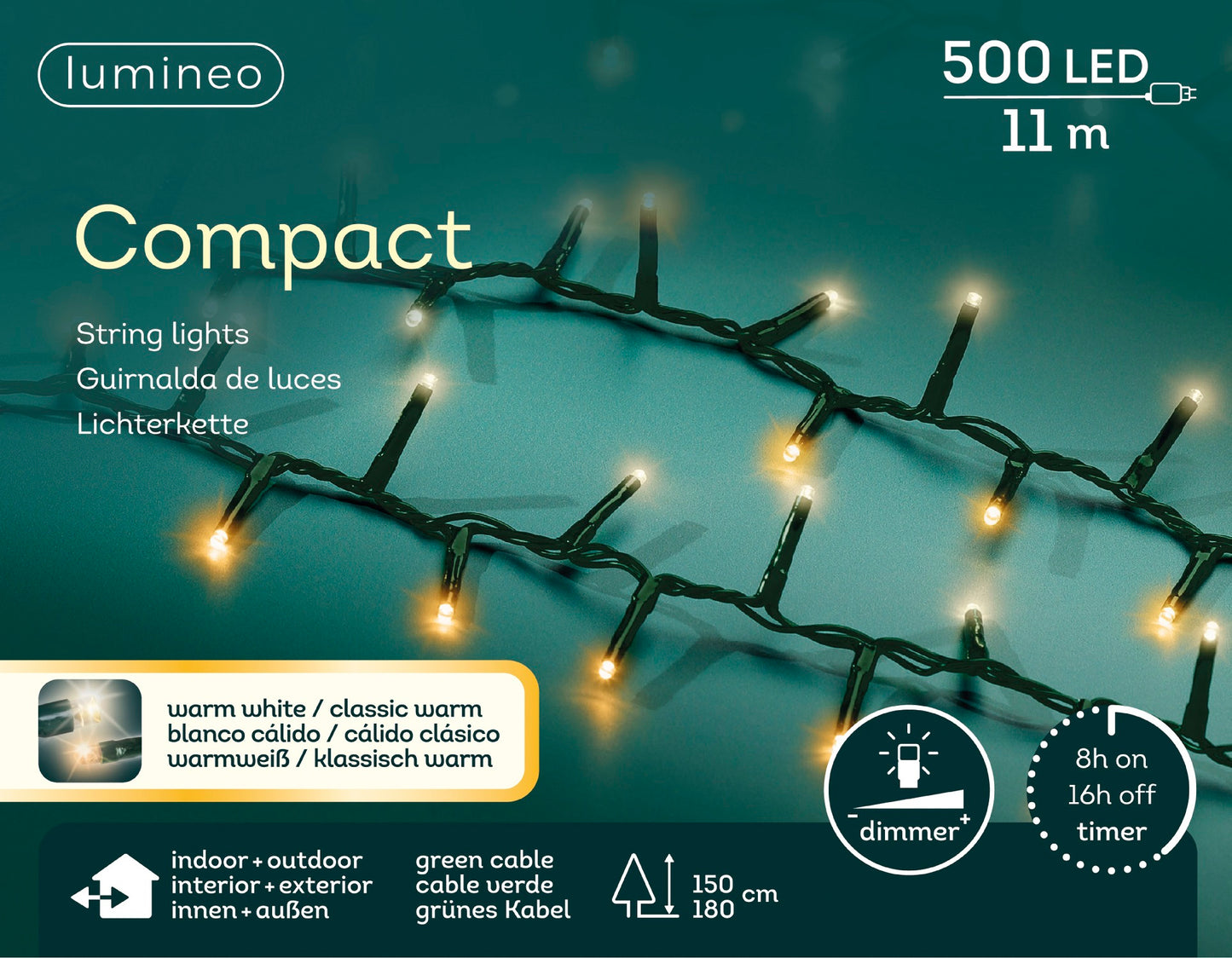 B-Ware Lichterkette COMPACT 500 LED 11 m, 2-farbig: warm weiß/klassisch warm