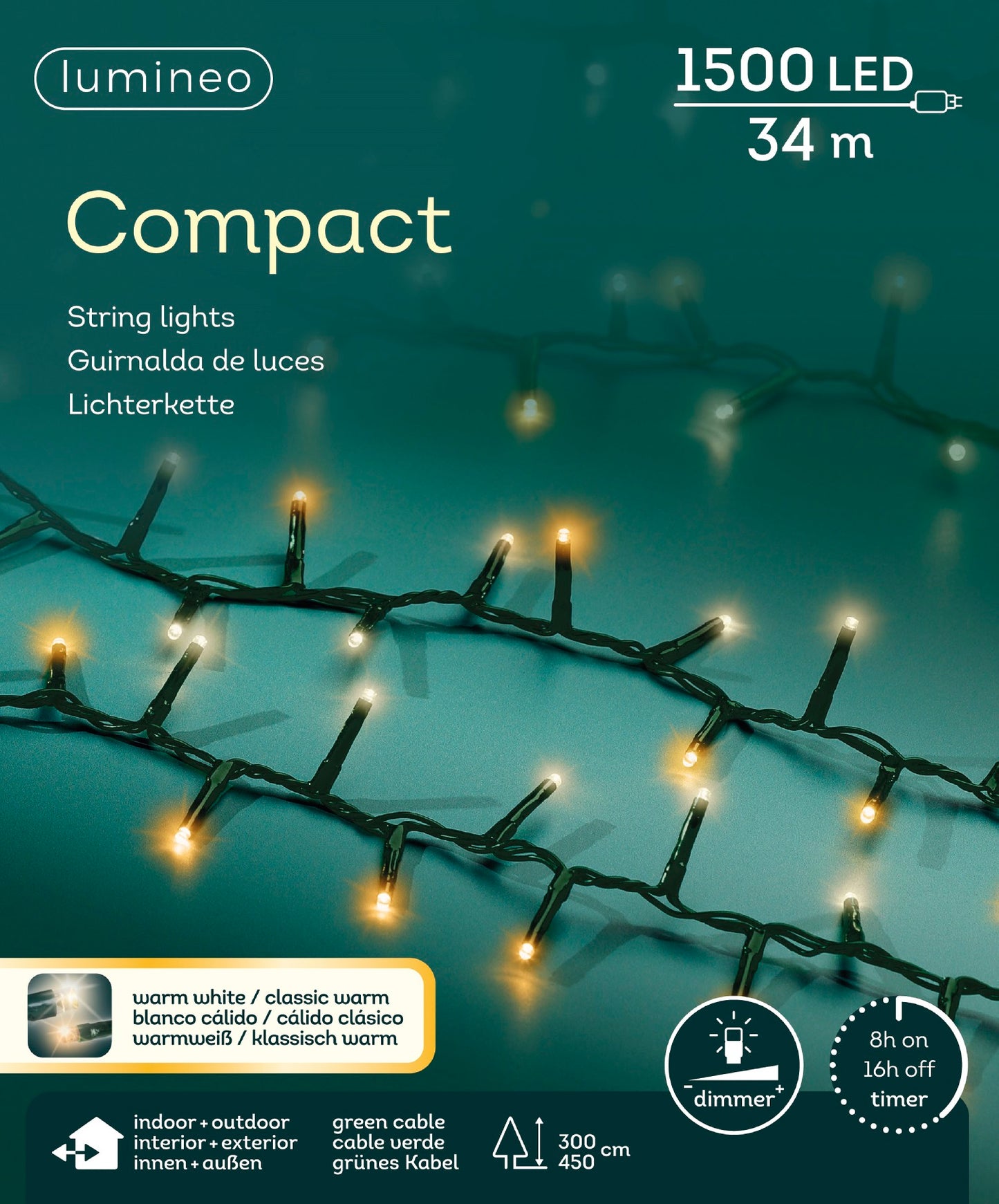 Lichterkette COMPACT 1500 LED 34 m, 2-farbig: warm weiß/klassisch warm