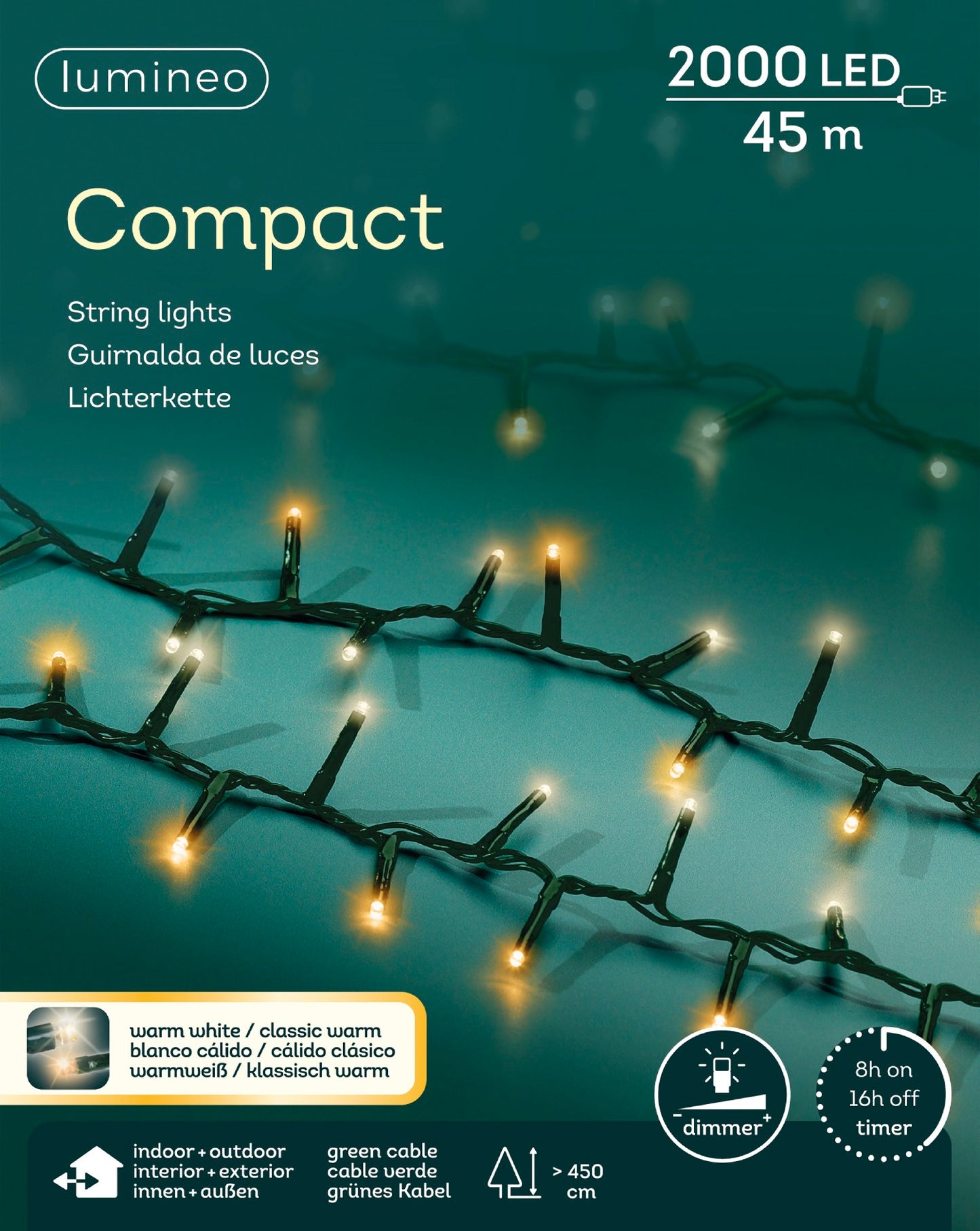 B-Ware Lichterkette Compact 2000 LED 45 m, 2-farbig: warm weiß/klassisch warm