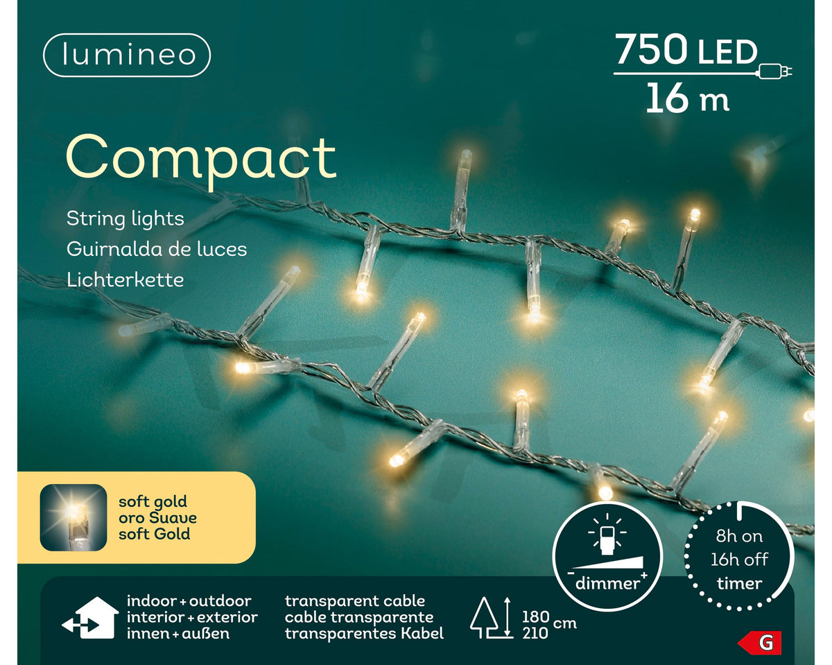 Lichterkette COMPACT 750 LED 16 m Soft Gold, transparentes Kabel