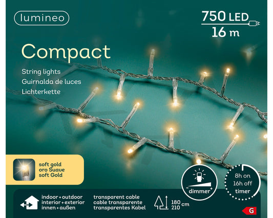 Lichterkette COMPACT 750 LED 16 m Soft Gold, transparentes Kabel