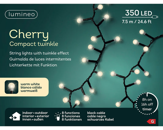 Lichterkette CHERRY Compact Twinkle 350 LED 7,5 m warm weiß, schwarzes Kabel