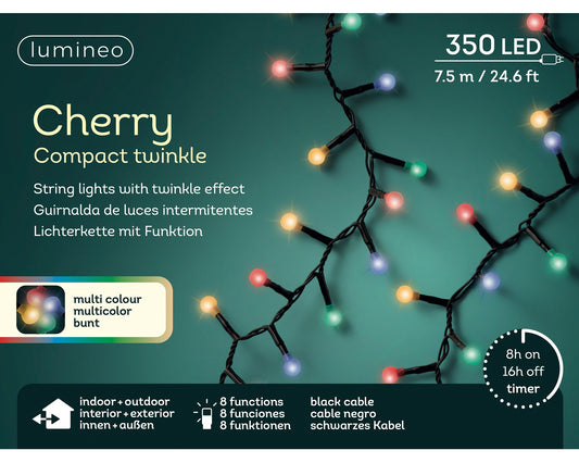 Lichterkette CHERRY Compact Twinkle 350 LED 7,5 m Bunt, schwarzes Kabel
