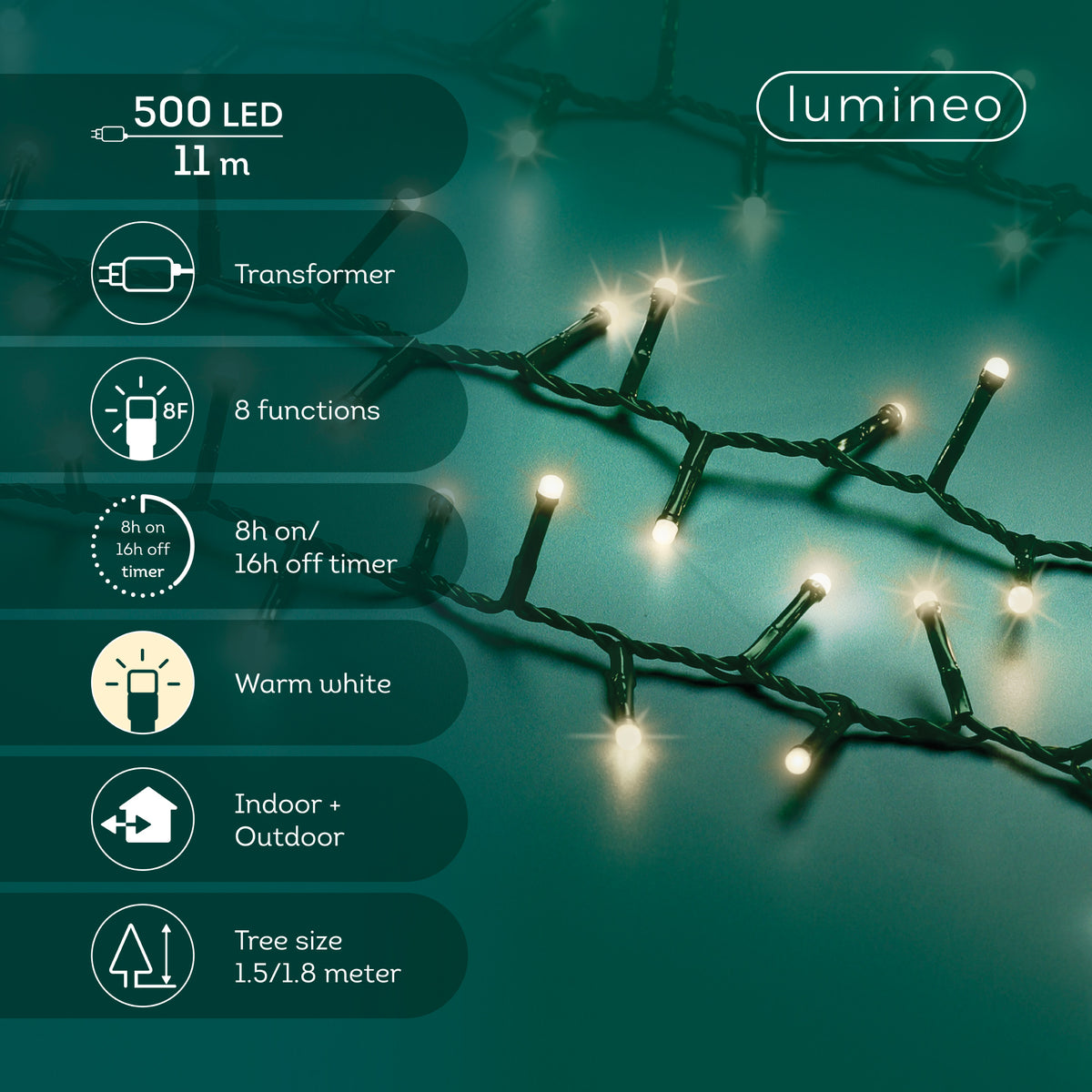 B-Ware Lichterkette Soft Glow COMPACT TWINKLE 500 LED 11 m warm weiß, grünes Kabel